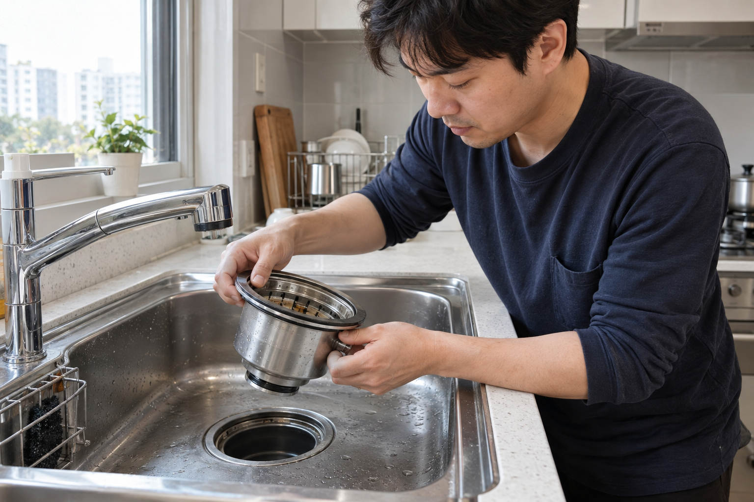 싱크대 배수구 교체